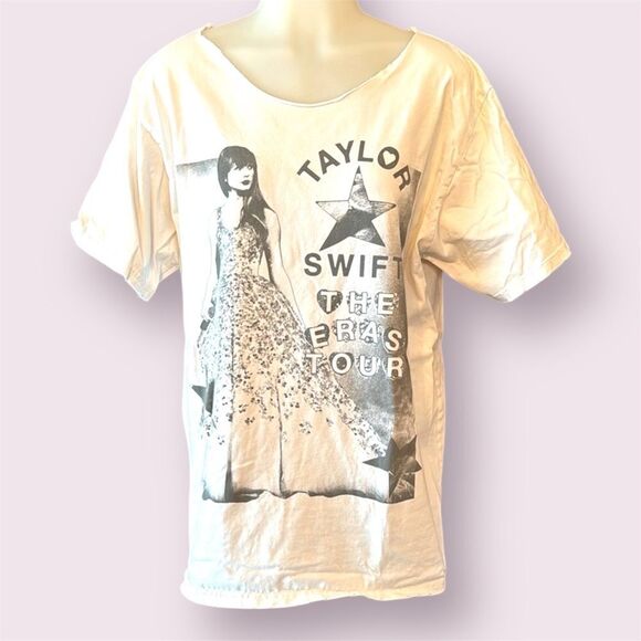TAYLOR SWIFT The Eras Tour Graphic Tee Cut Out Neck - Picture 1 of 12